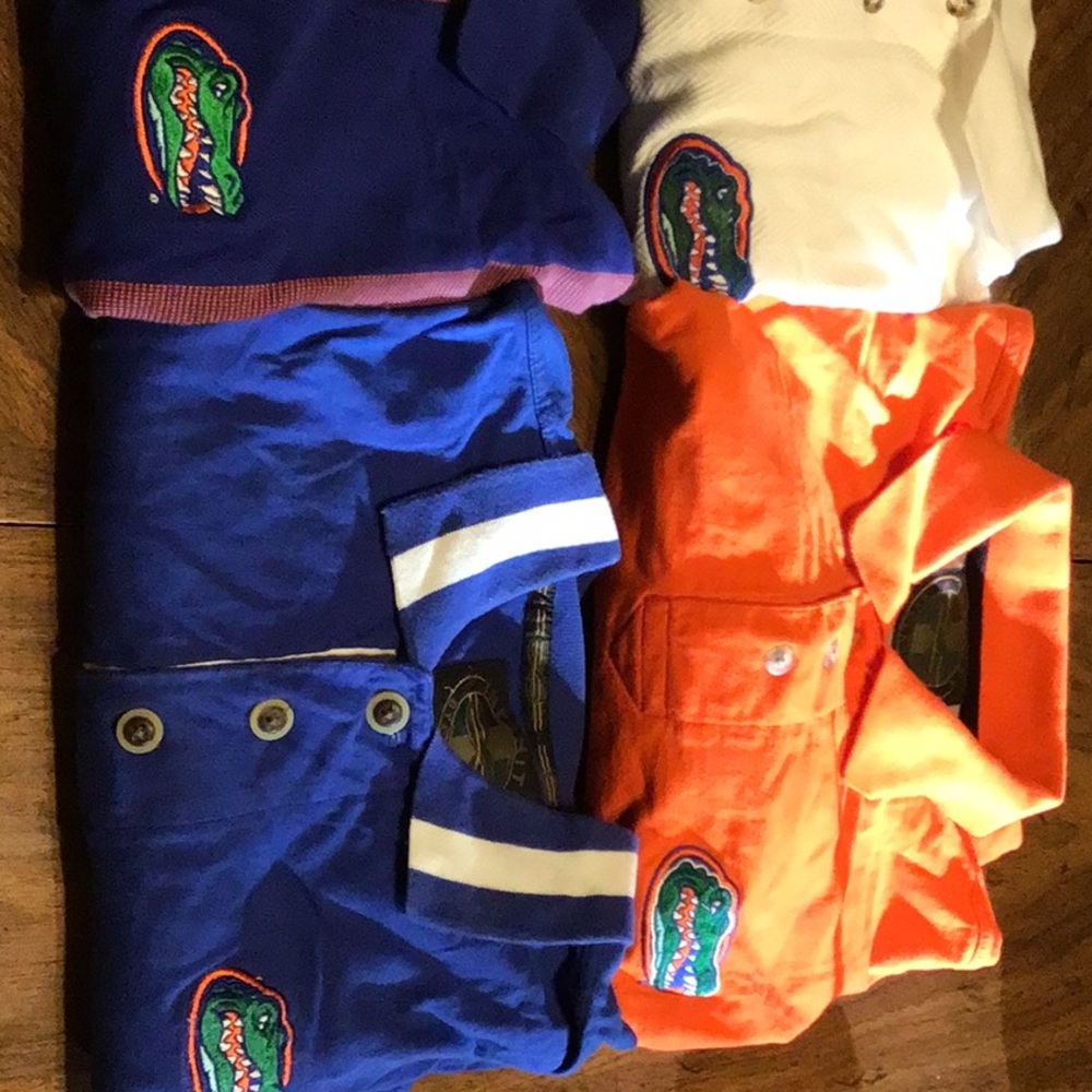 4 men’s Florida gator, golf shirts, M